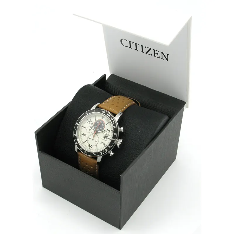 Citizen Brycen Eco-Drive Chronograph Brown Leather Men's Watch- CA0641-32X